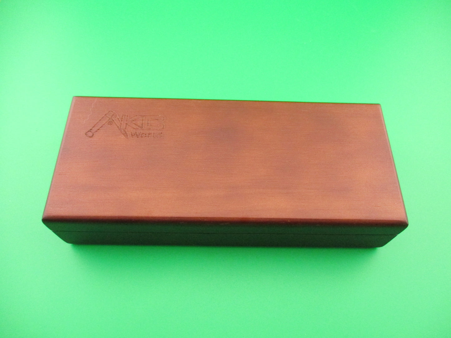 AKC World 19cm Italian Style Medici Damascus & Stag Swing guard automatic knife new wood box