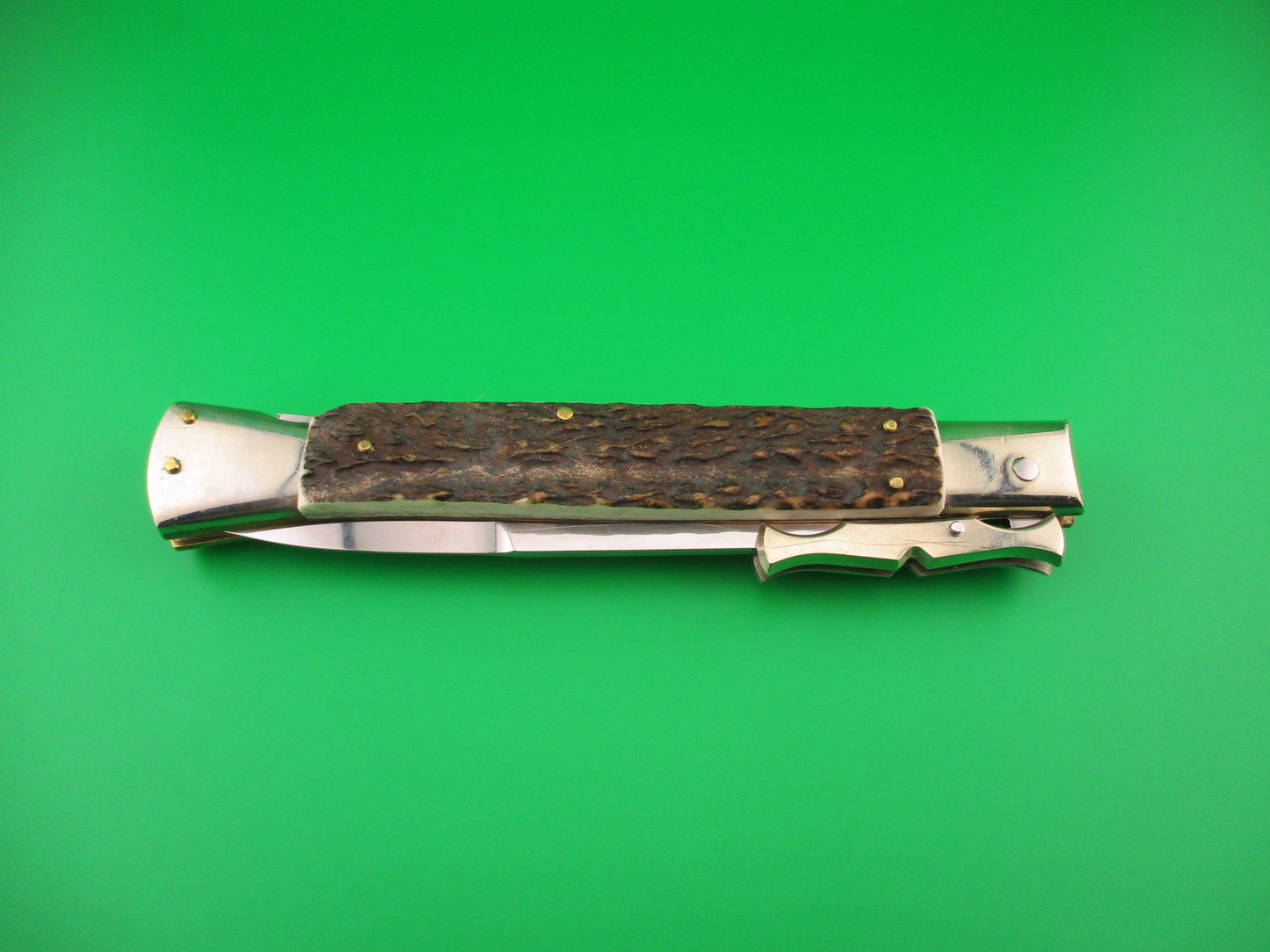 AGA CAMPOLIN 33cm Italian Stag Batwing Shield button automatic knife