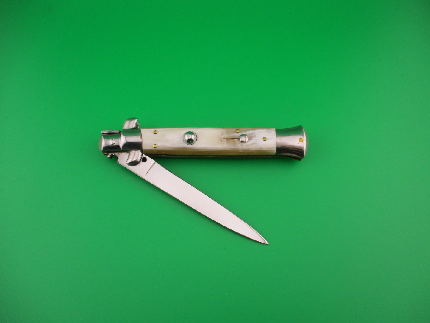 INOX (in a diamond) 23cm Italian Stiletto Honey & Cream horn automatic knife