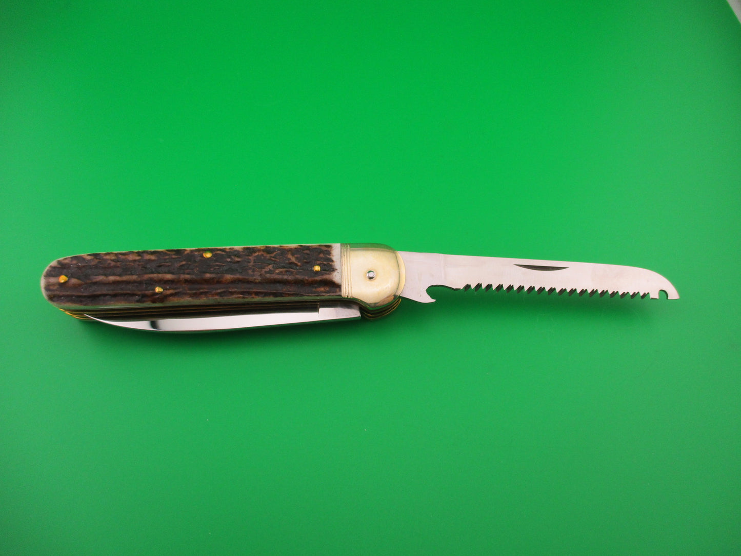 Hubertus 11cm German 3 blade Stag pen blade release automatic knife
