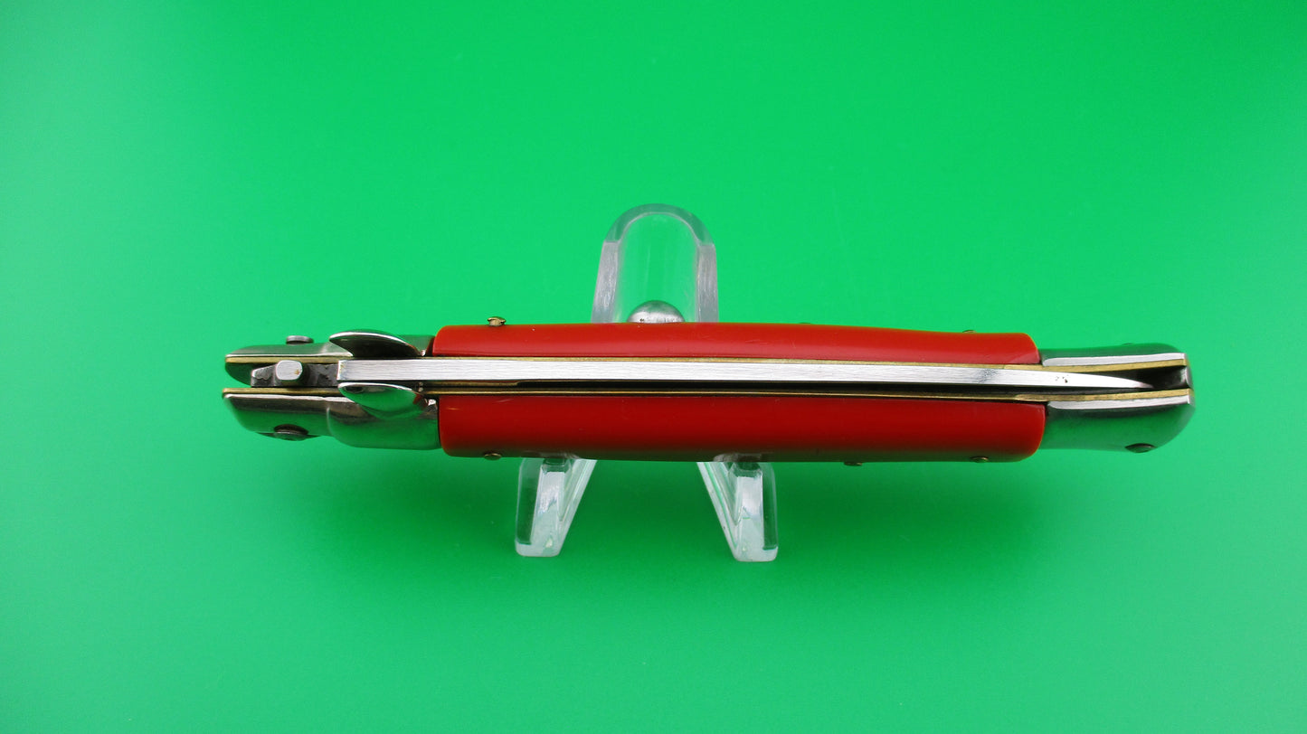 J INOX 23cm Italian Stiletto Swivel bolster RED vintage automatic knife