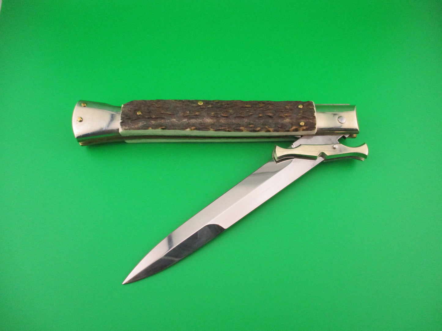 AGA CAMPOLIN 33cm Italian Stag Batwing Shield button automatic knife