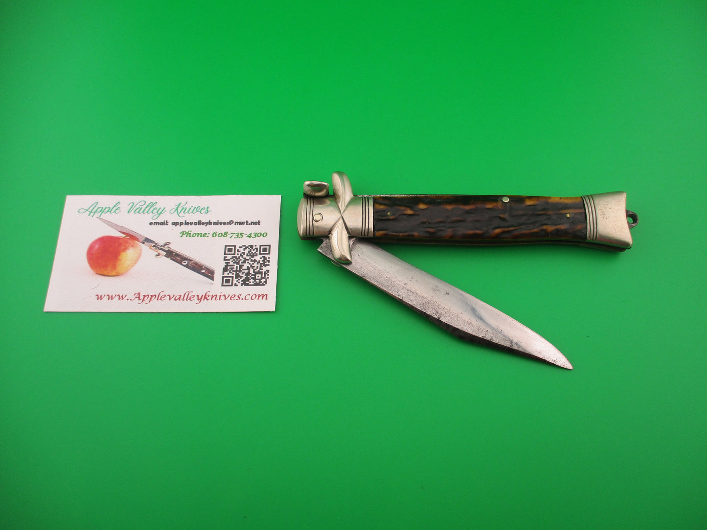 RC KRUSCHKE DULUTH MINN 23cm German Lift Tab Stag Antique automatic knife