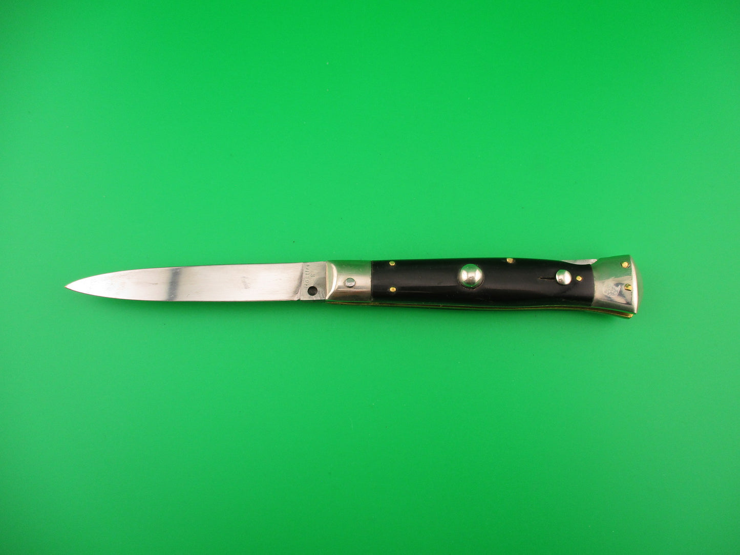 Rostfre 8 18cm Italian Horn Lockback Rare Guardless Swinger style automatic knife