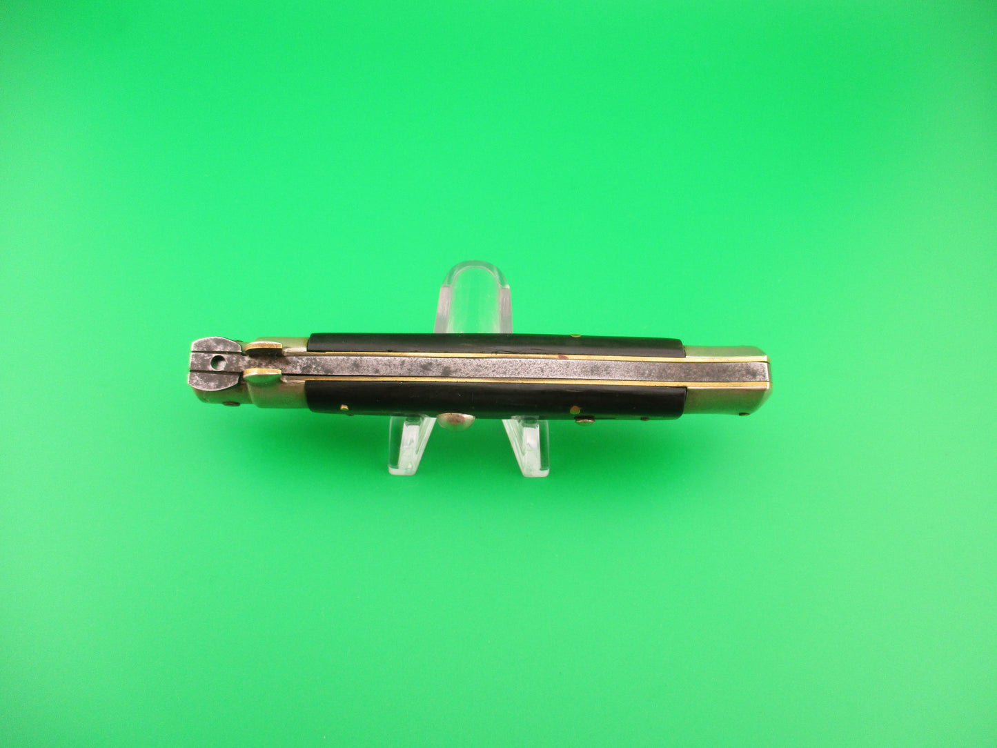 INOX 23cm Italian Picklock Bayonet blade Horn vintage 1950s automatic knife