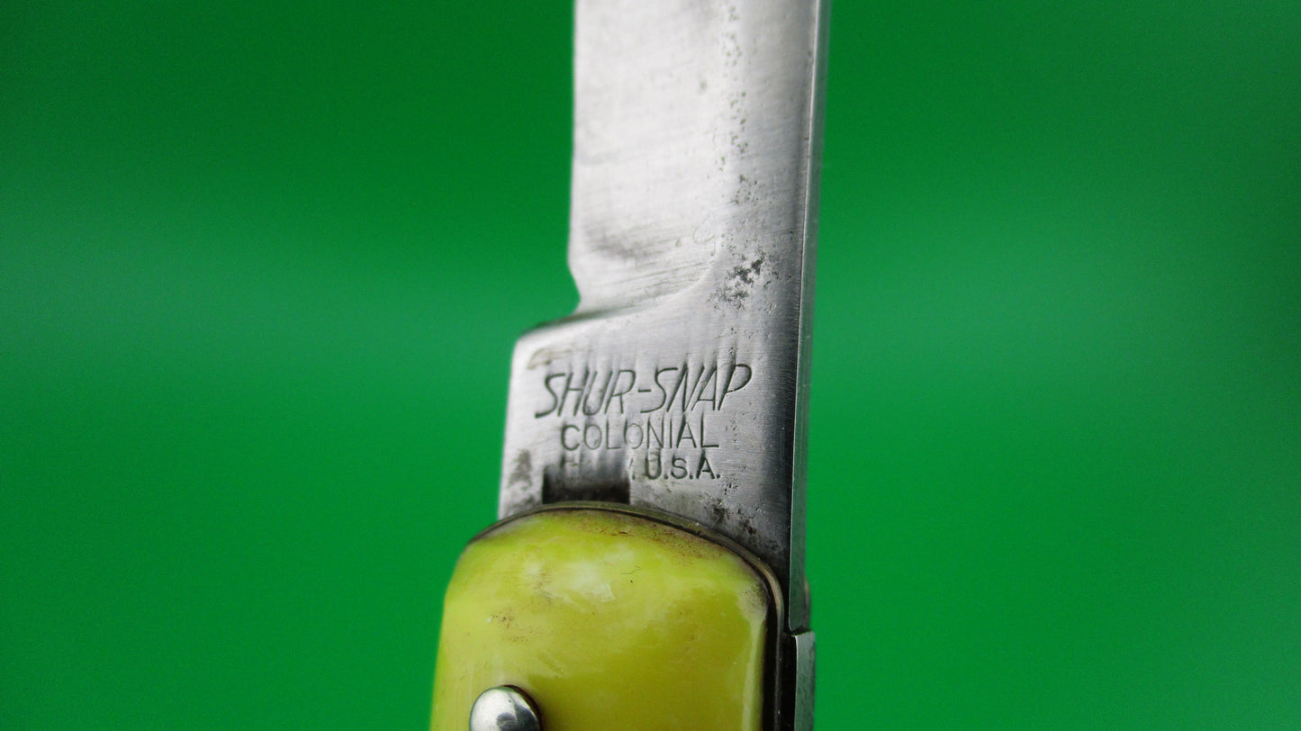 Colonial Shur Snap Fishtail yellow early 1950s switchblade