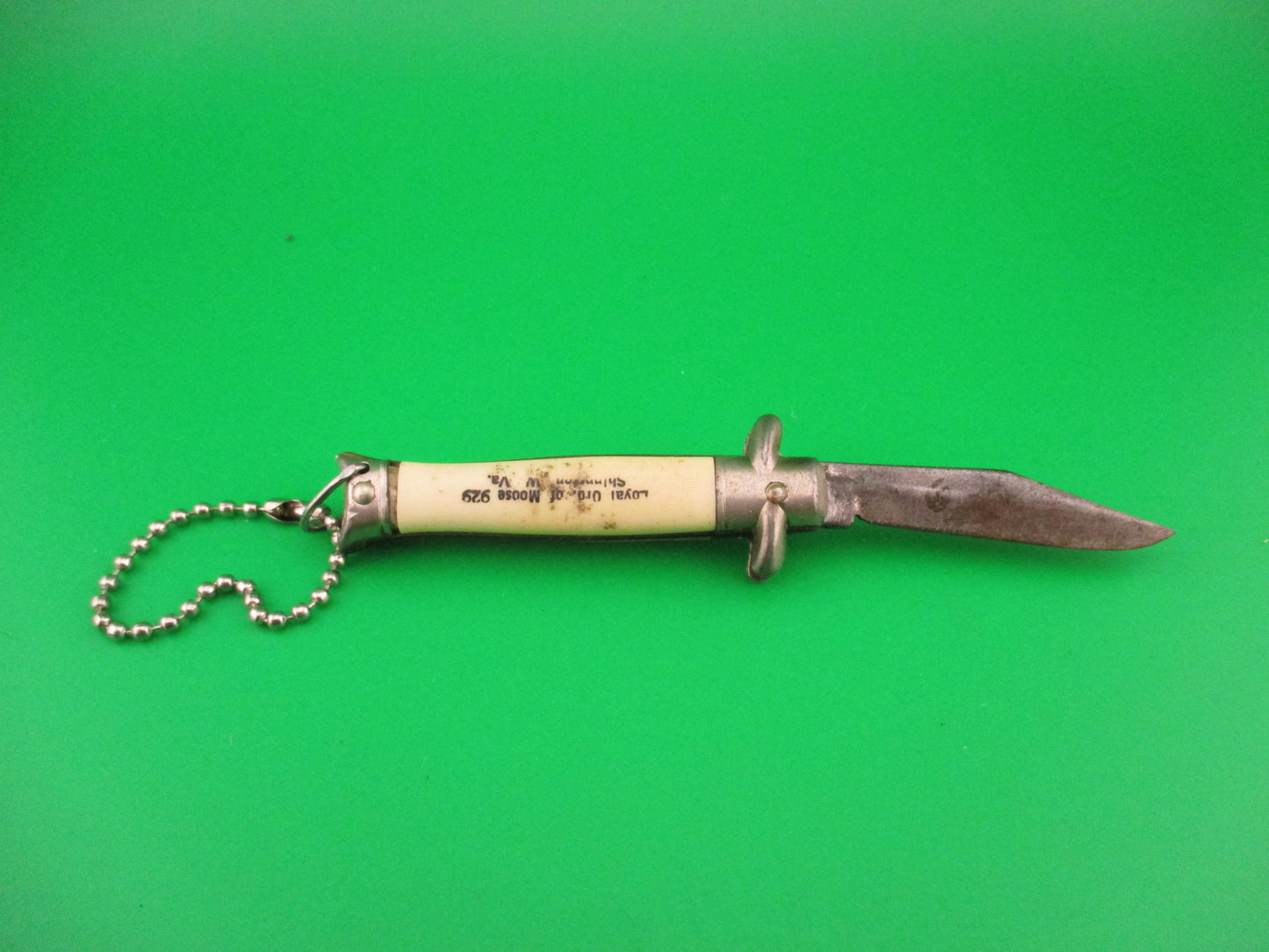 Colonial Snappy Vintage 2nd Gen 1950s Loyal Order of Moose keychain switchblade knife
