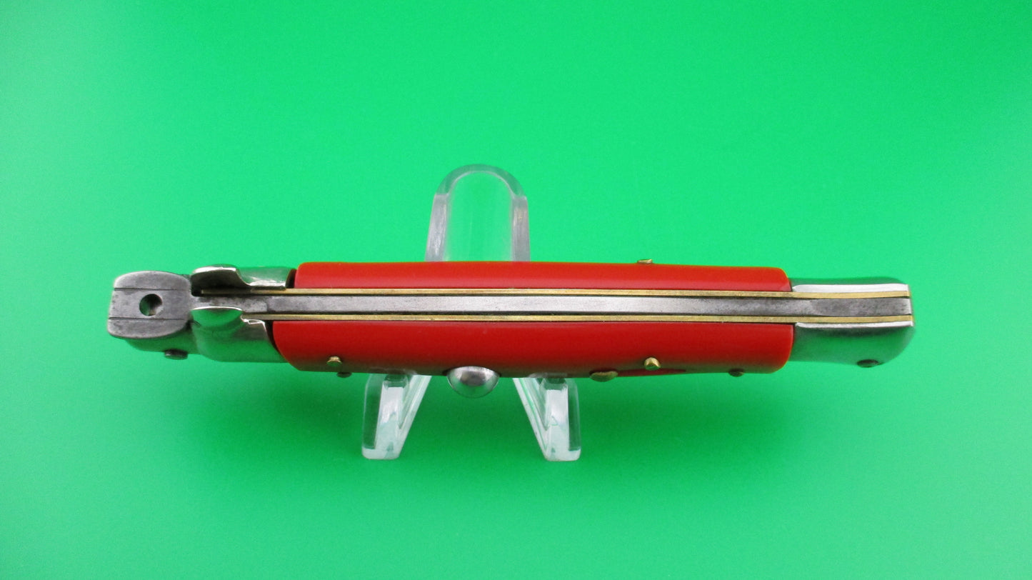 J INOX 23cm Italian Stiletto Swivel bolster RED vintage automatic knife