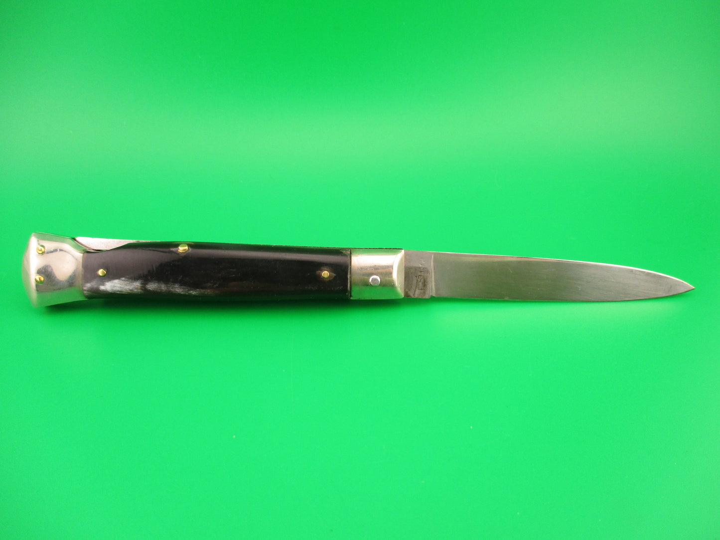 Rostfre 8 18cm Italian Horn Lockback Rare Guardless Swinger style automatic knife