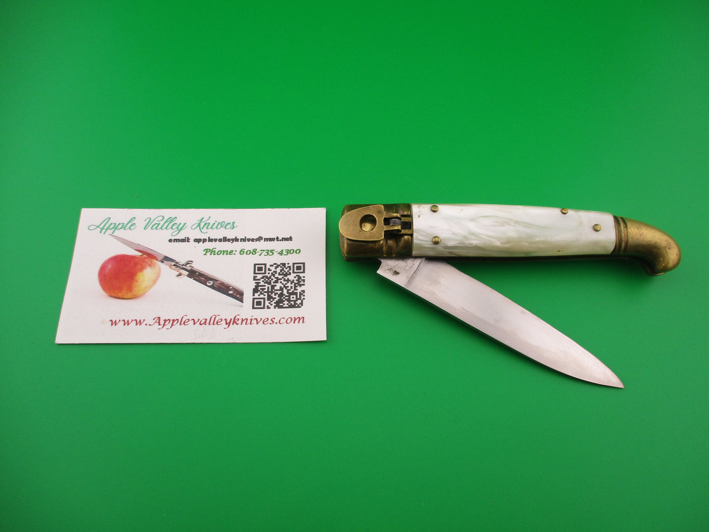 Rostfrei 20cm Italian Birds Head Pearlex Brass Lever automatic knife