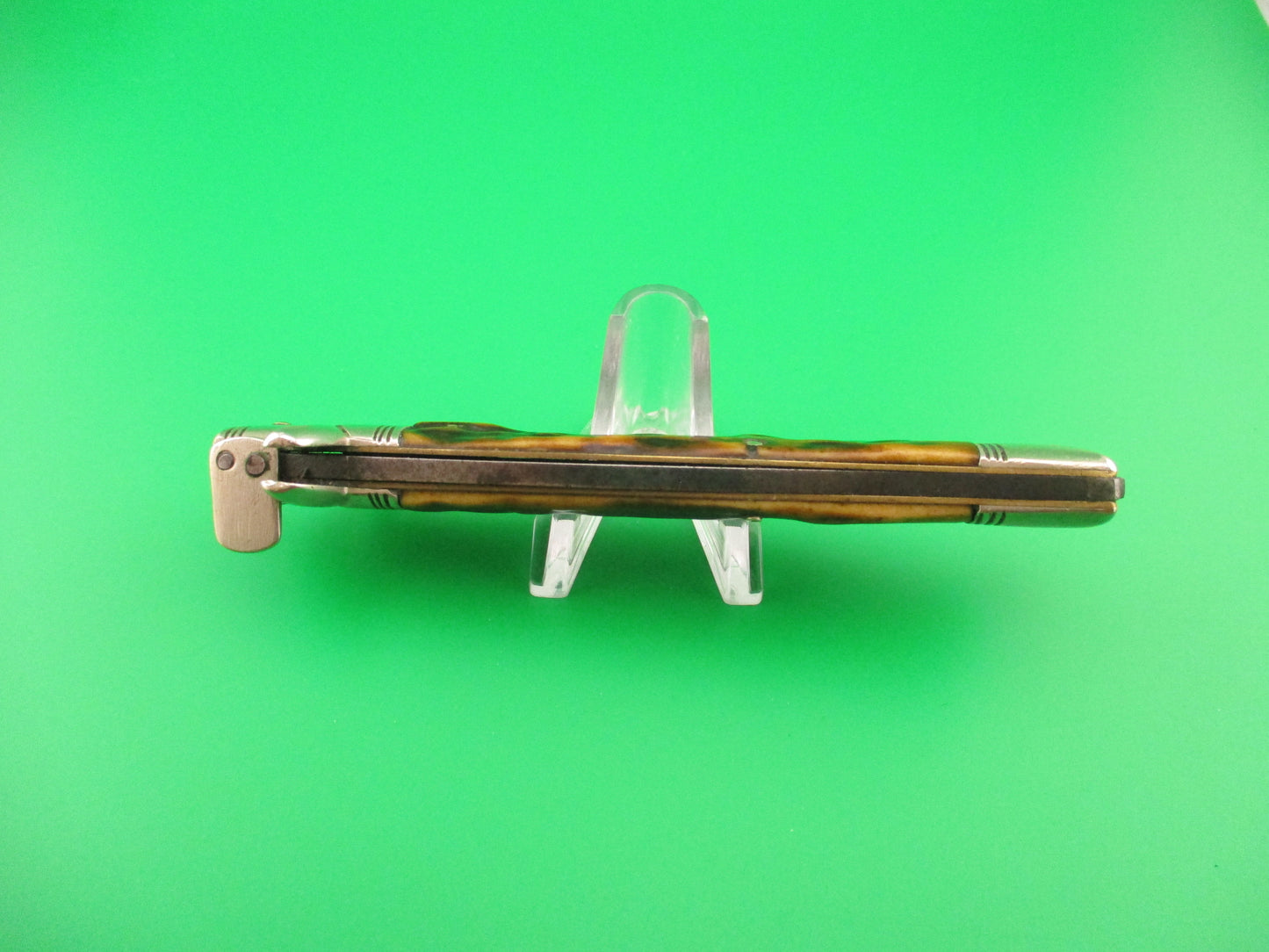 RC KRUSCHKE DULUTH MINN 23cm German Lift Tab Stag Antique automatic knife