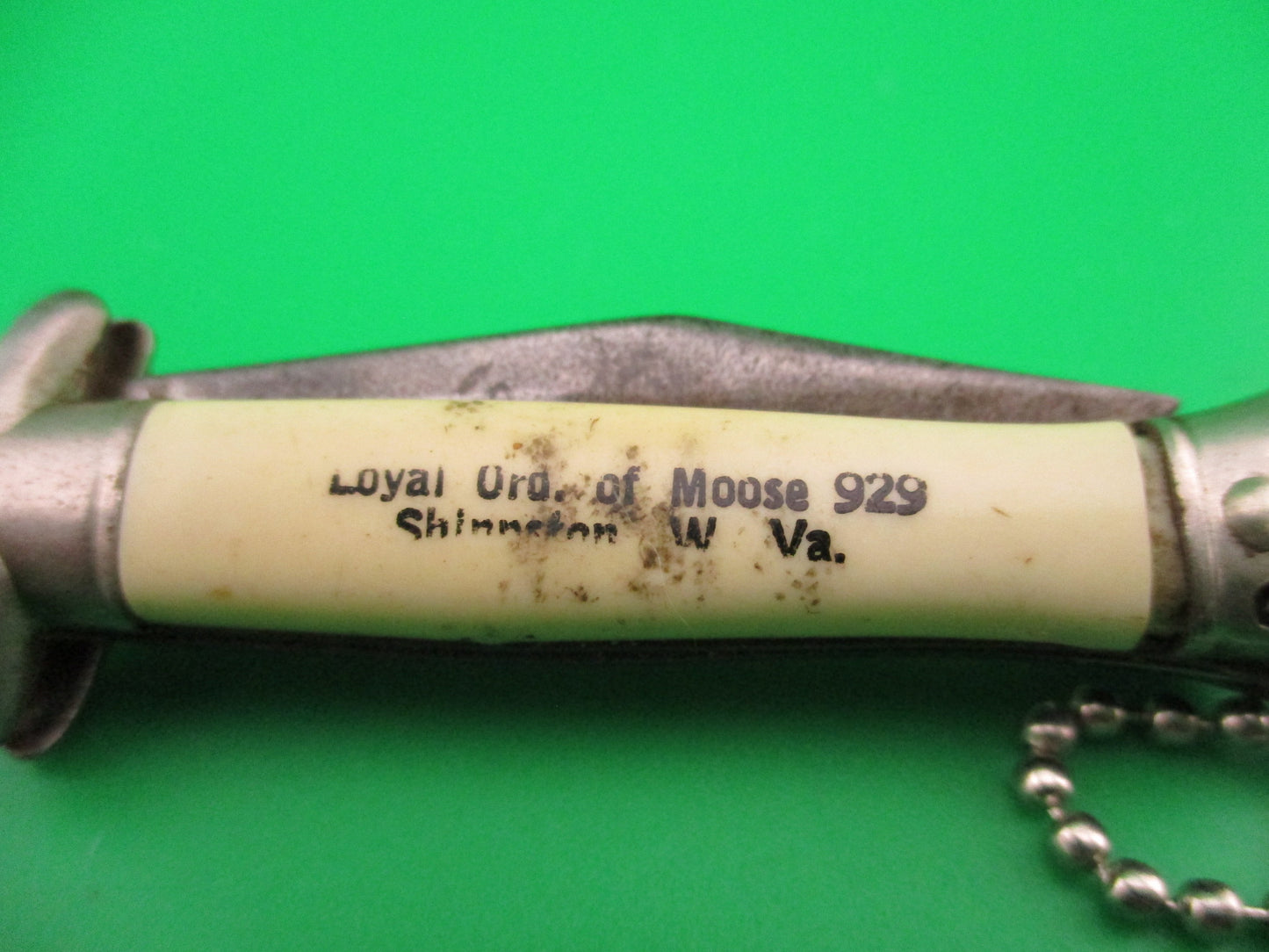 Colonial Snappy Vintage 2nd Gen 1950s Loyal Order of Moose keychain switchblade knife
