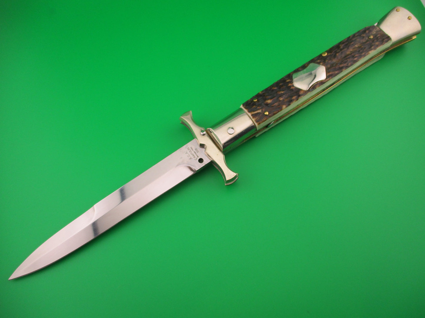 AGA CAMPOLIN 33cm Italian Stag Batwing Shield button automatic knife