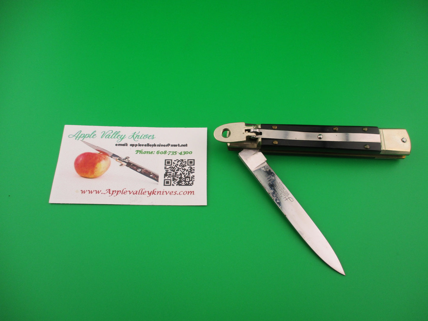 HUBERTUS SOLINGEN ROSTFREI 11cm West Germany Slimline Lever Ebony automatic knife