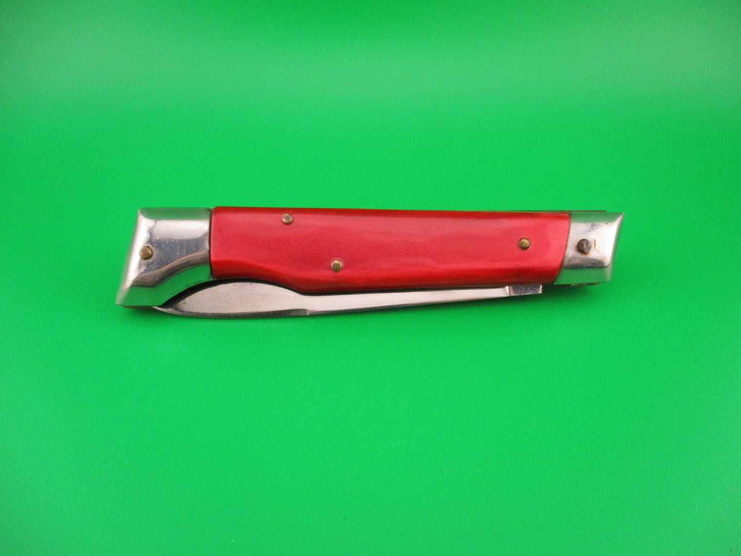 Jndiana EXTRA 20cm Italian Slant Bolster Vintage Red Pearlex automatic knife
