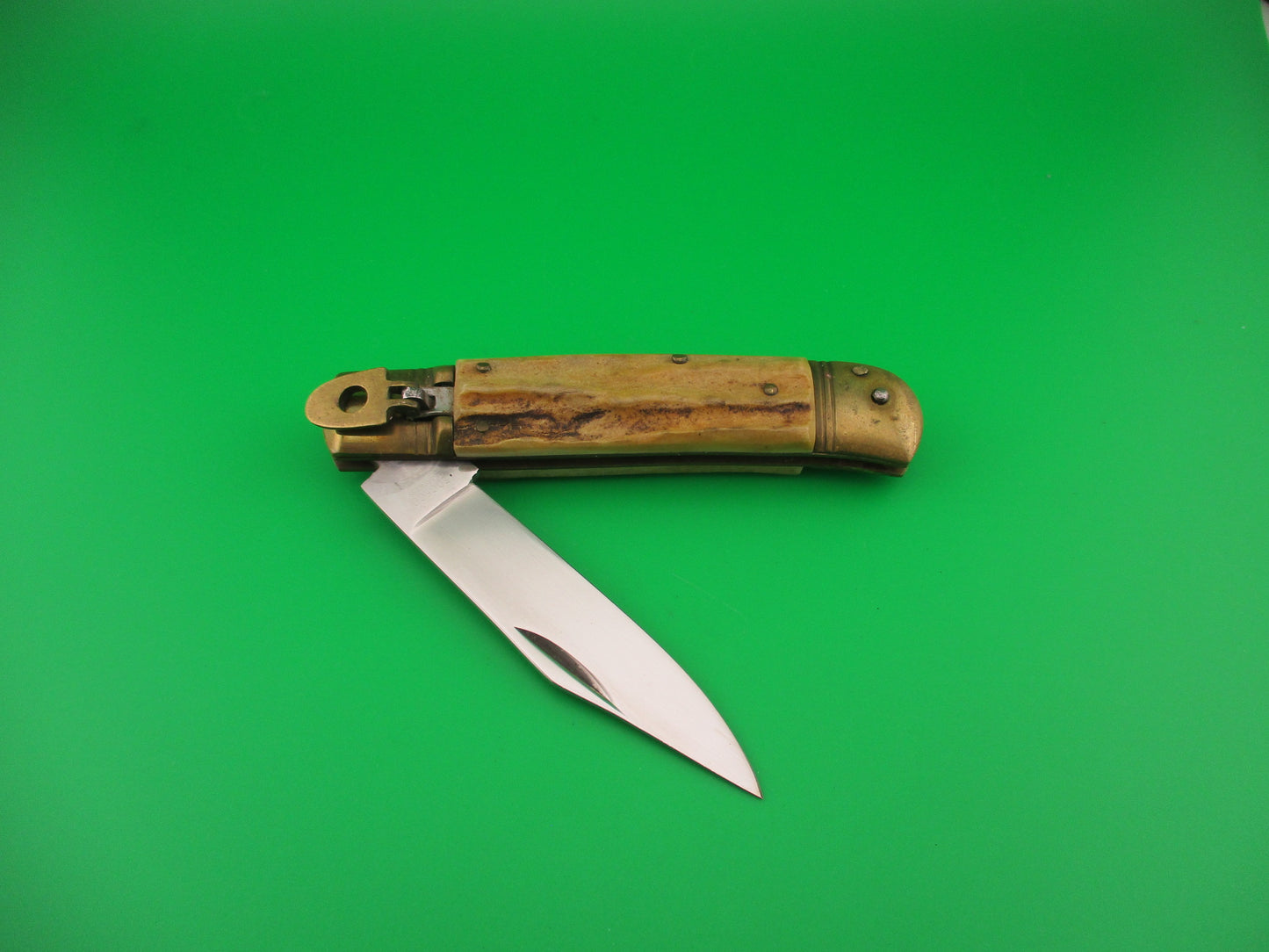 EDGECO STAINLESS 20cm Italian Lever Stag Vintage automatic knife
