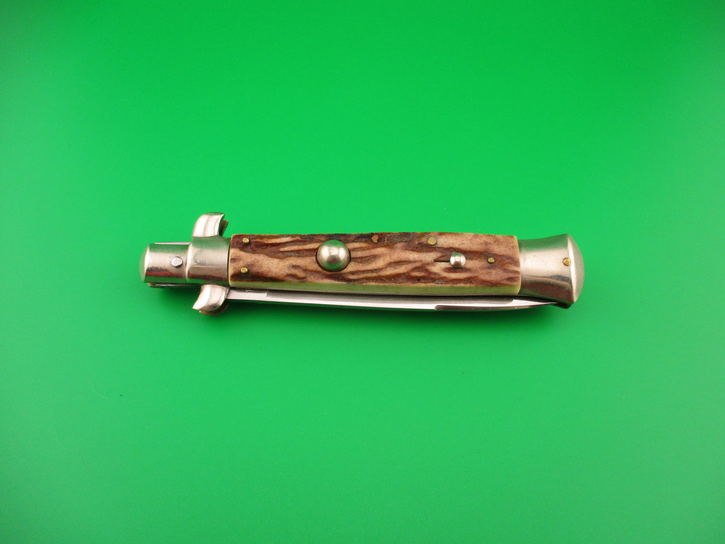Rostfrei (slant) 22cm Italian BOBC Stag Stiletto swedge blade vintage automatic knife