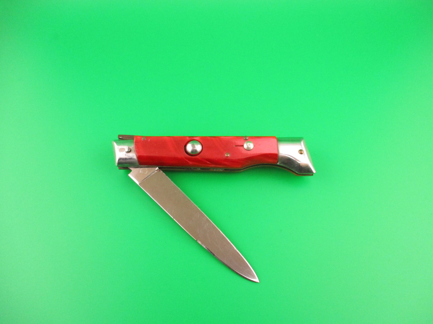 Jndiana EXTRA 20cm Italian Slant Bolster Vintage Red Pearlex automatic knife