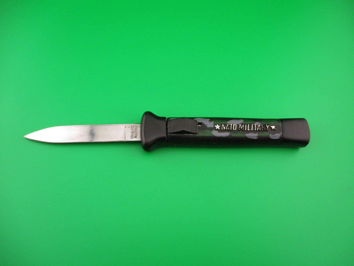 STAINLESS ROSTFREI 21cm Camouflage NATO MILITARY OTF DA Black Chef's Hat automatic knife