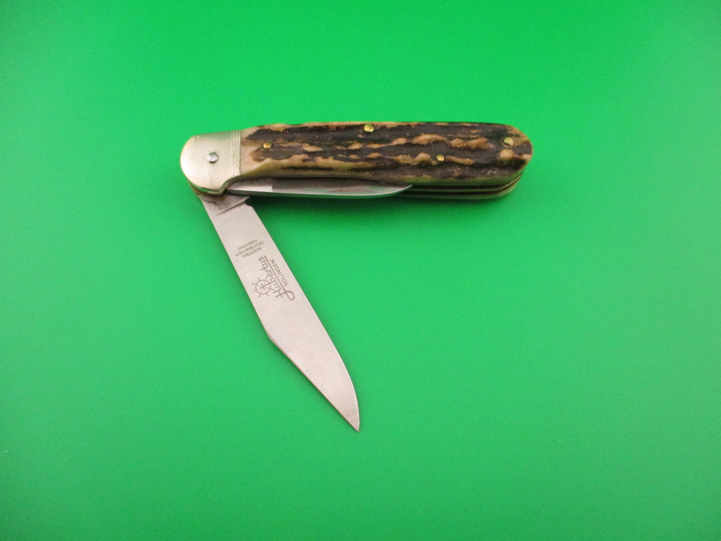 Hubertus SOLINGEN 10cm German Stag Pen Blade release automatic knife