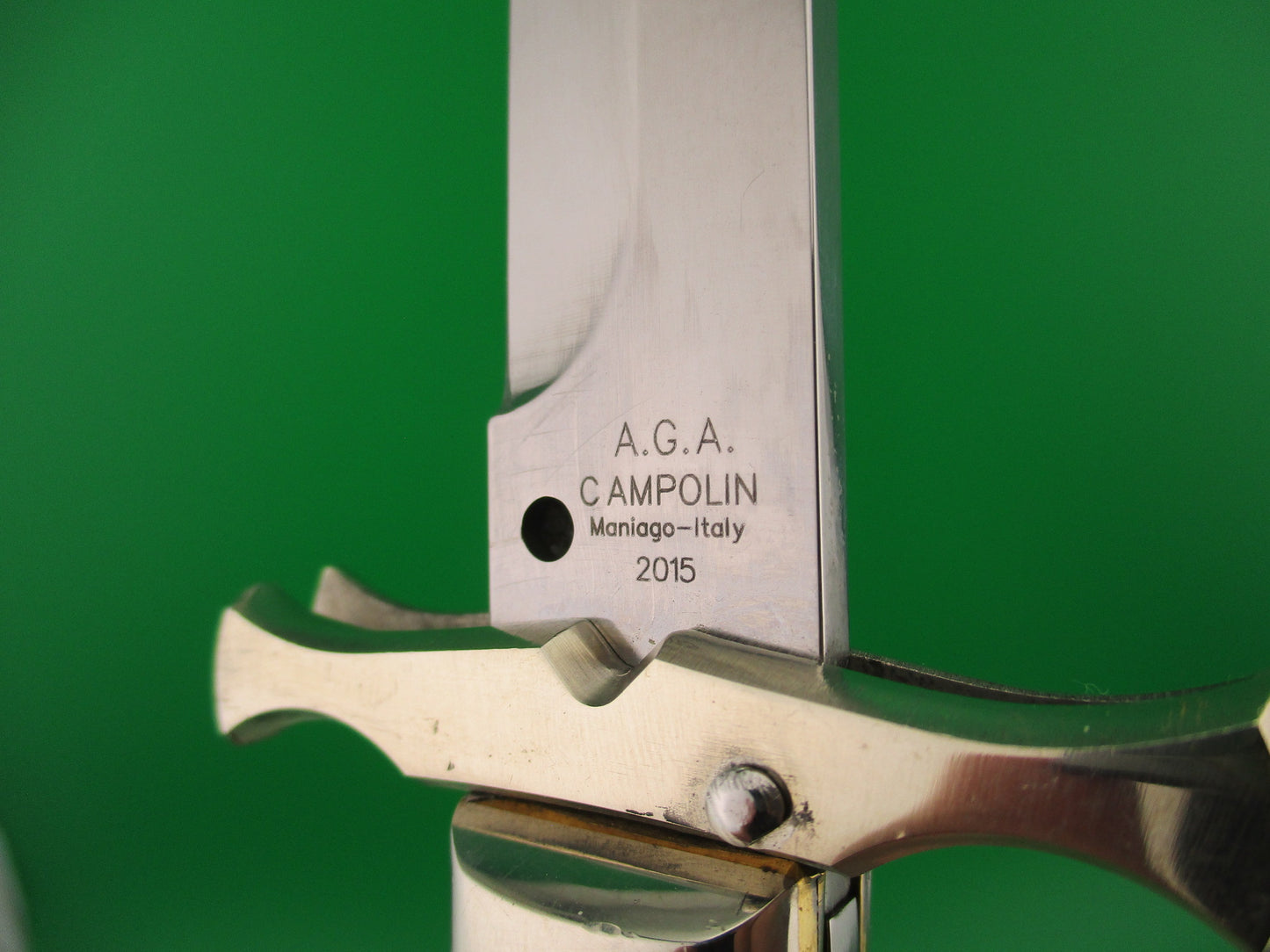 AGA CAMPOLIN 33cm Italian Stag Batwing Shield button automatic knife