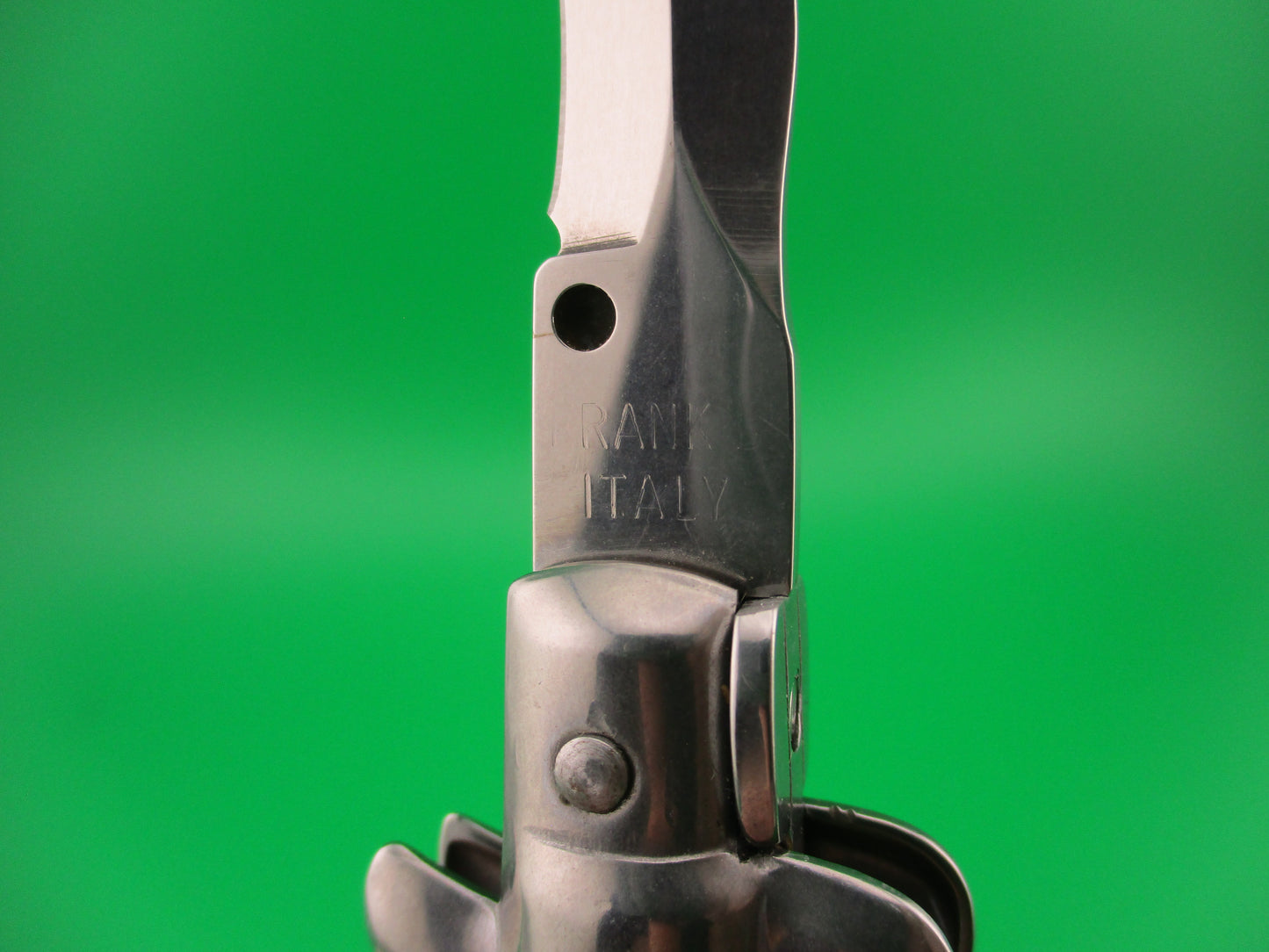 FRANK B 23cm Italian Kris Stiletto horn swivel bolster automatic knife