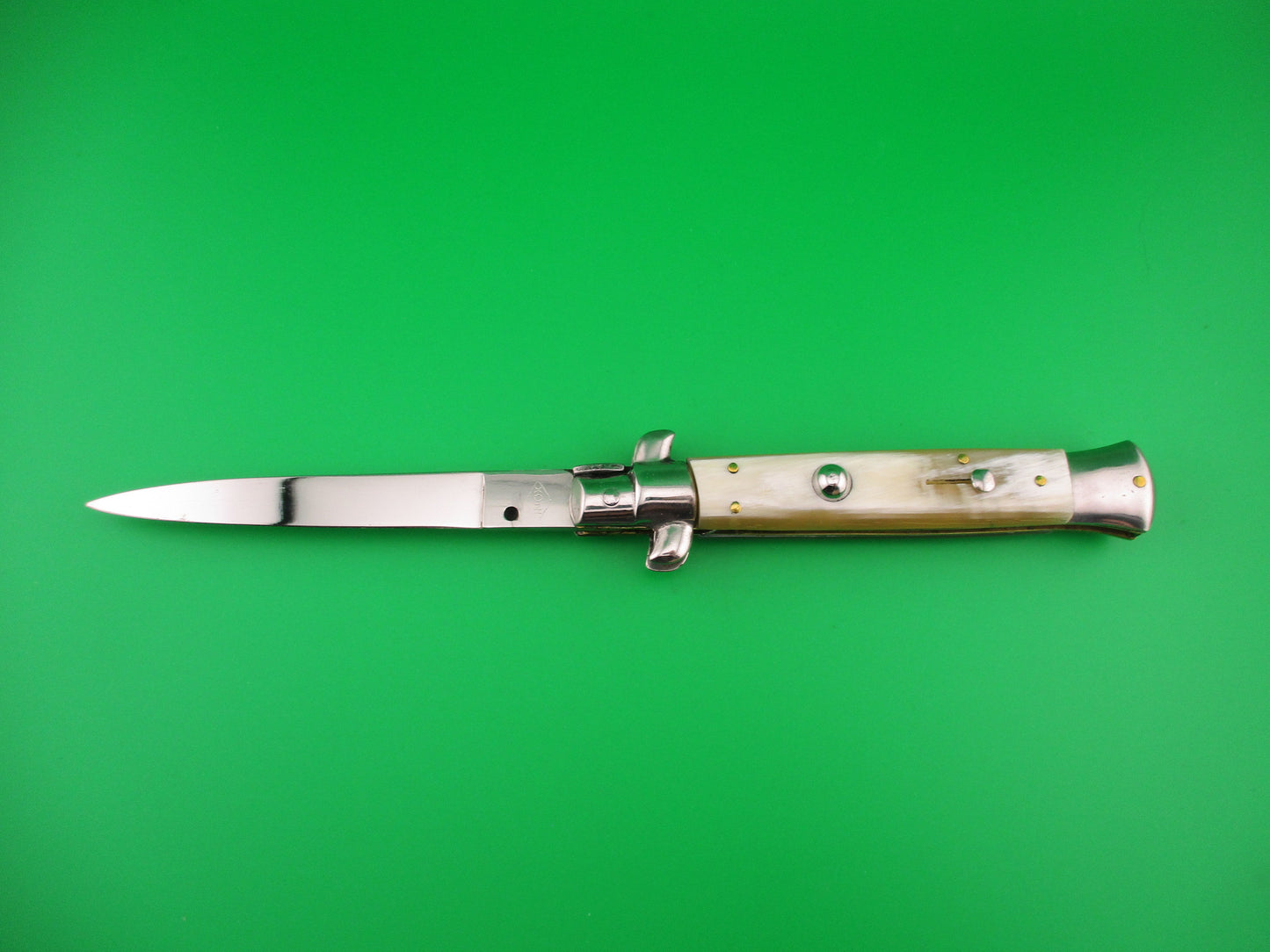 INOX (in a diamond) 23cm Italian Stiletto Honey & Cream horn automatic knife