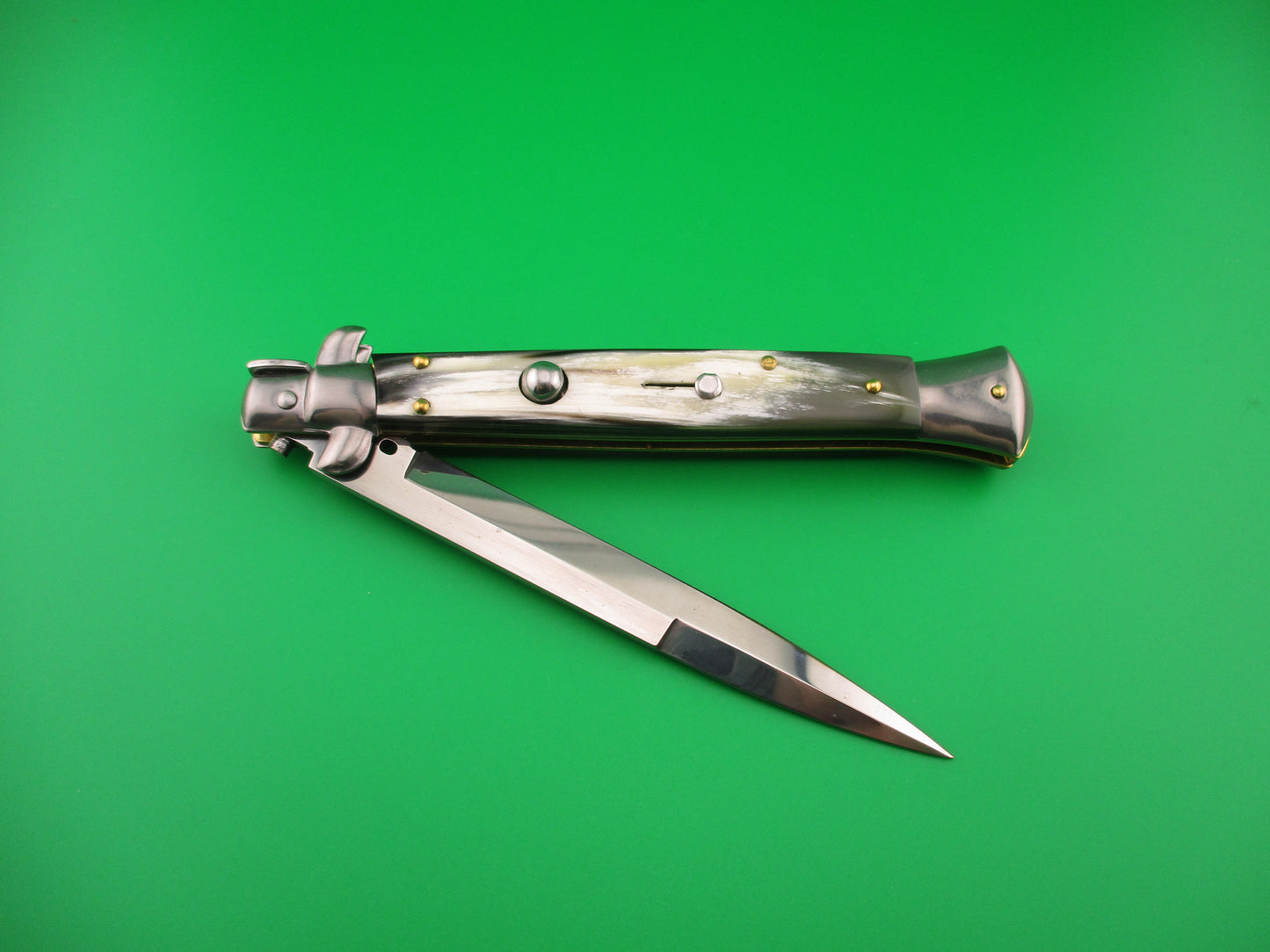 FRANK B ITALY 28cm Italian Swivel bolster Bayonet Brazilian Horn automatic knife