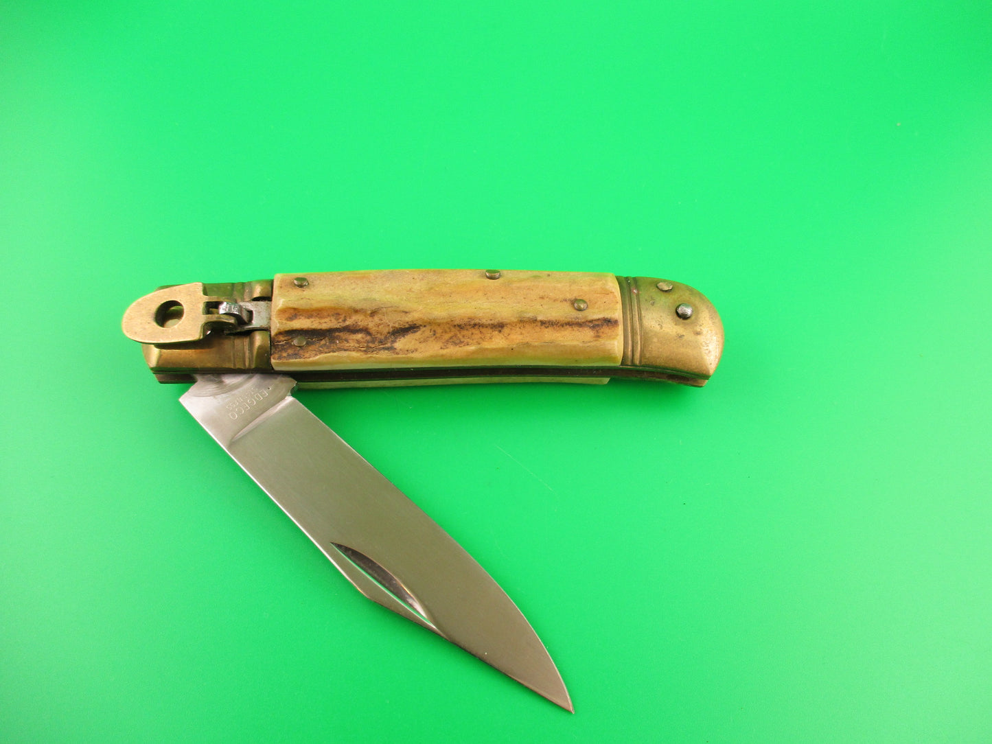EDGECO STAINLESS 20cm Italian Lever Stag Vintage automatic knife