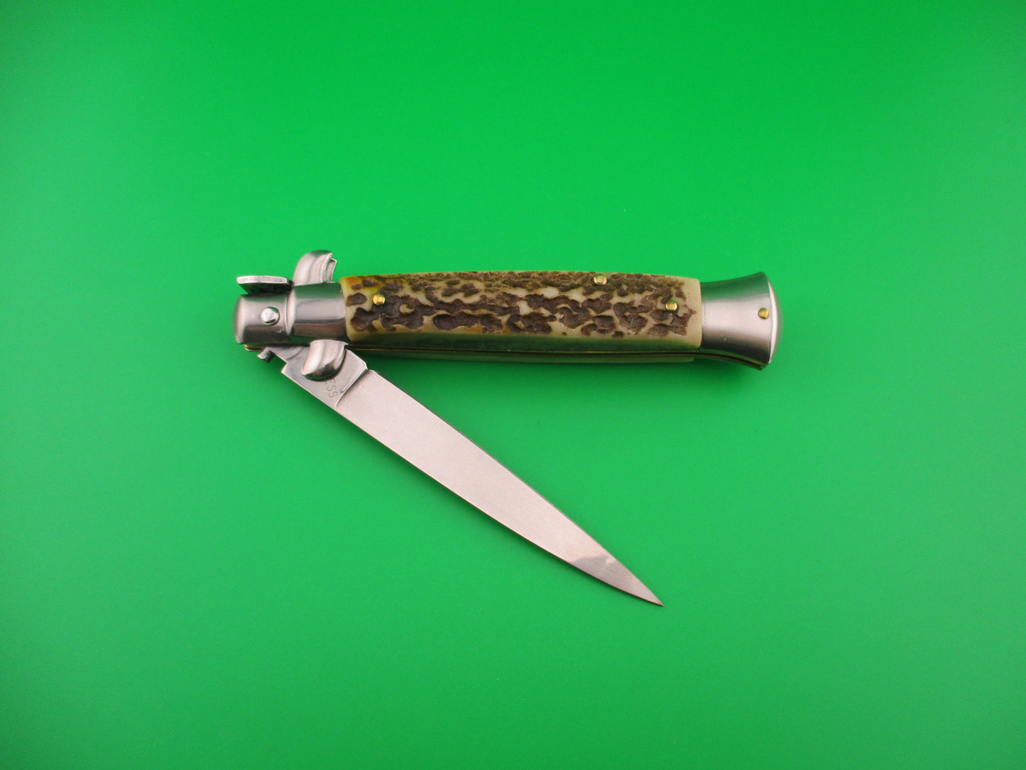 STAINLESS (slant) UD96A000103 PATENT 23cm Italian Stiletto bolster release switchblade