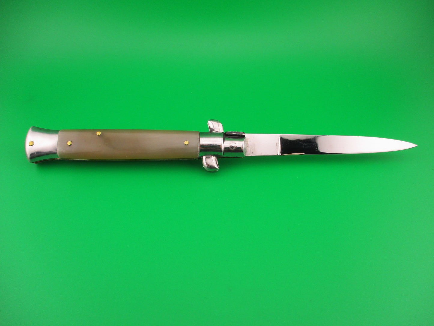INOX (in a diamond) 23cm Italian Stiletto Honey & Cream horn automatic knife
