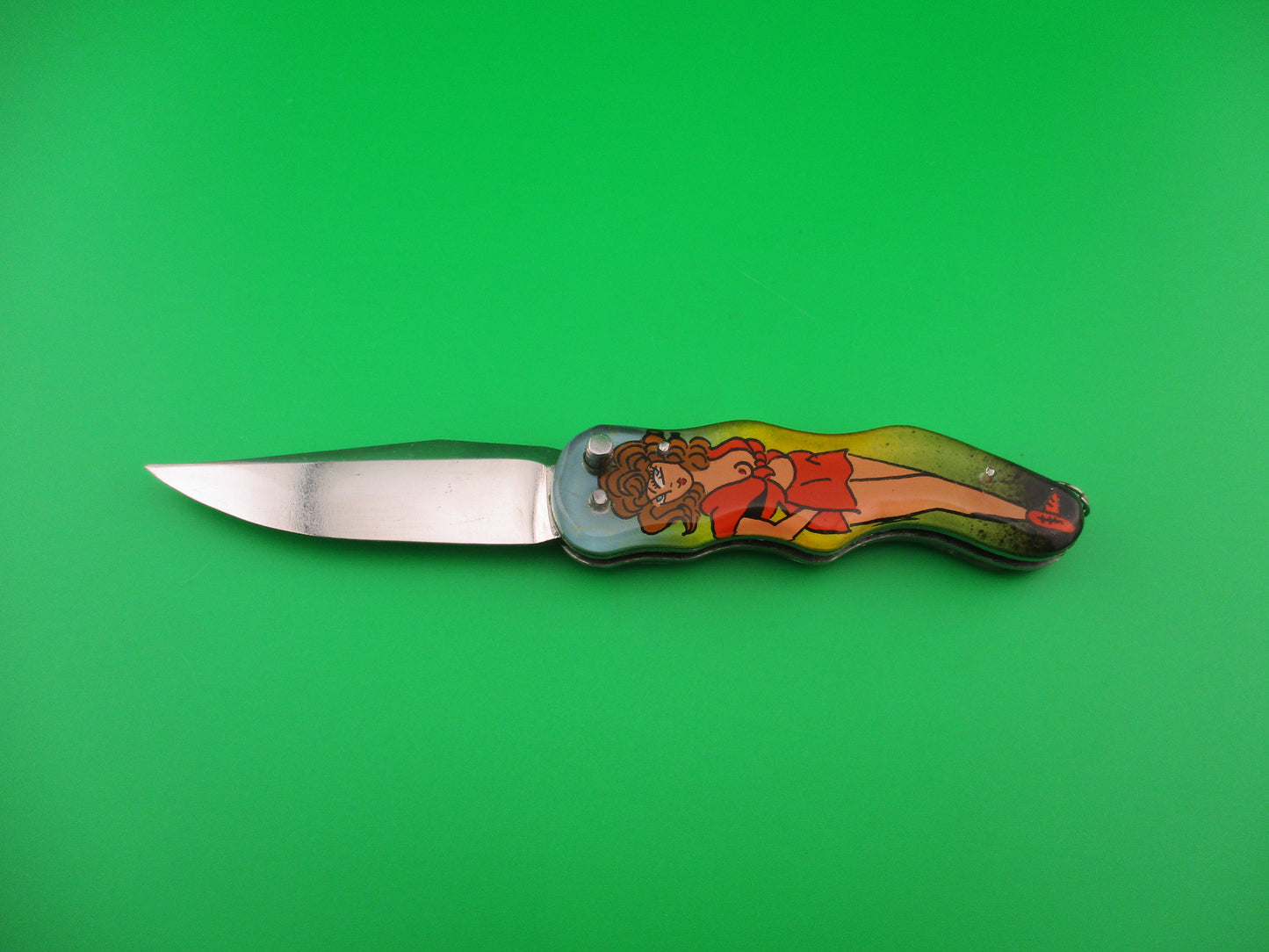 RPK Pinup Russian Prison Knife Sexy woman switchblade red dress