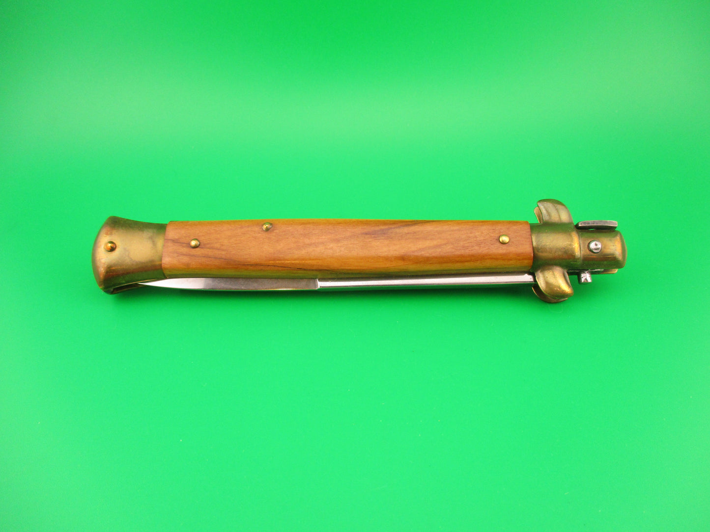 AB STILETTO ITALY 28cm Italian Swivel bolster Bayonet Wood & Brass automatic knife