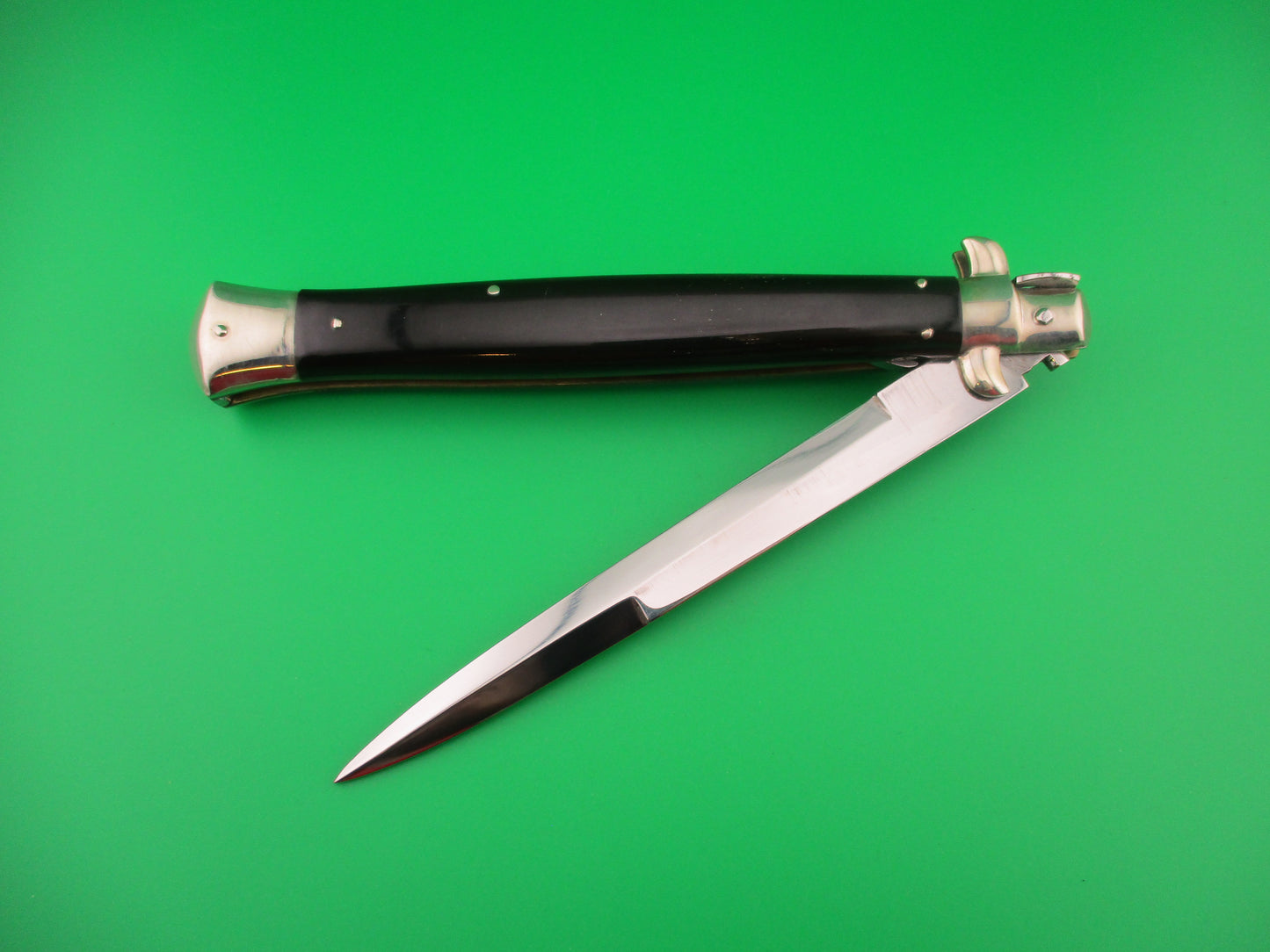 AGA CAMPOLIN 33cm Picklock Stiletto Black w Brown streaks horn NOS automatic knife