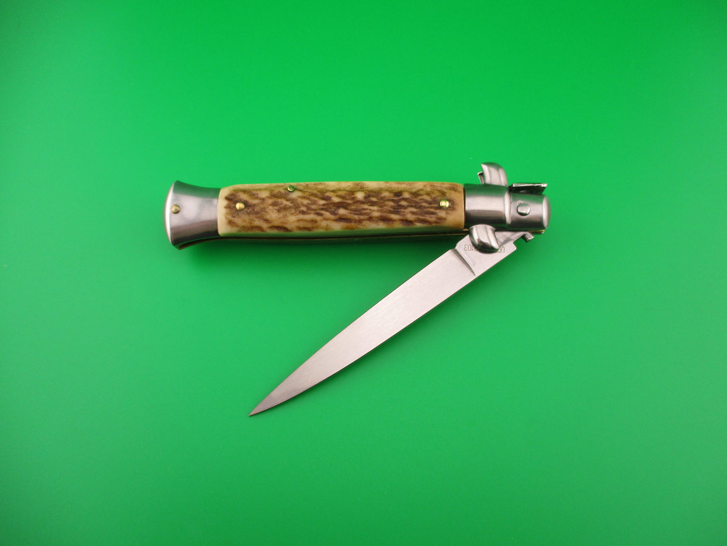 STAINLESS (slant) UD96A000103 PATENT 23cm Italian Stiletto bolster release switchblade