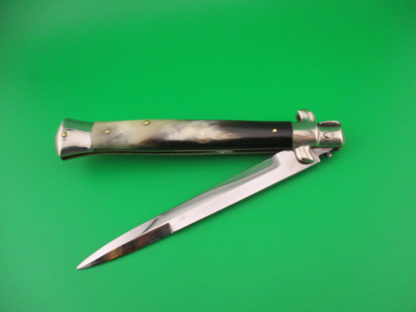 M ITALY INOX 28cm Italian Picklock 1950s vintage horn bayonet blade automatic knife