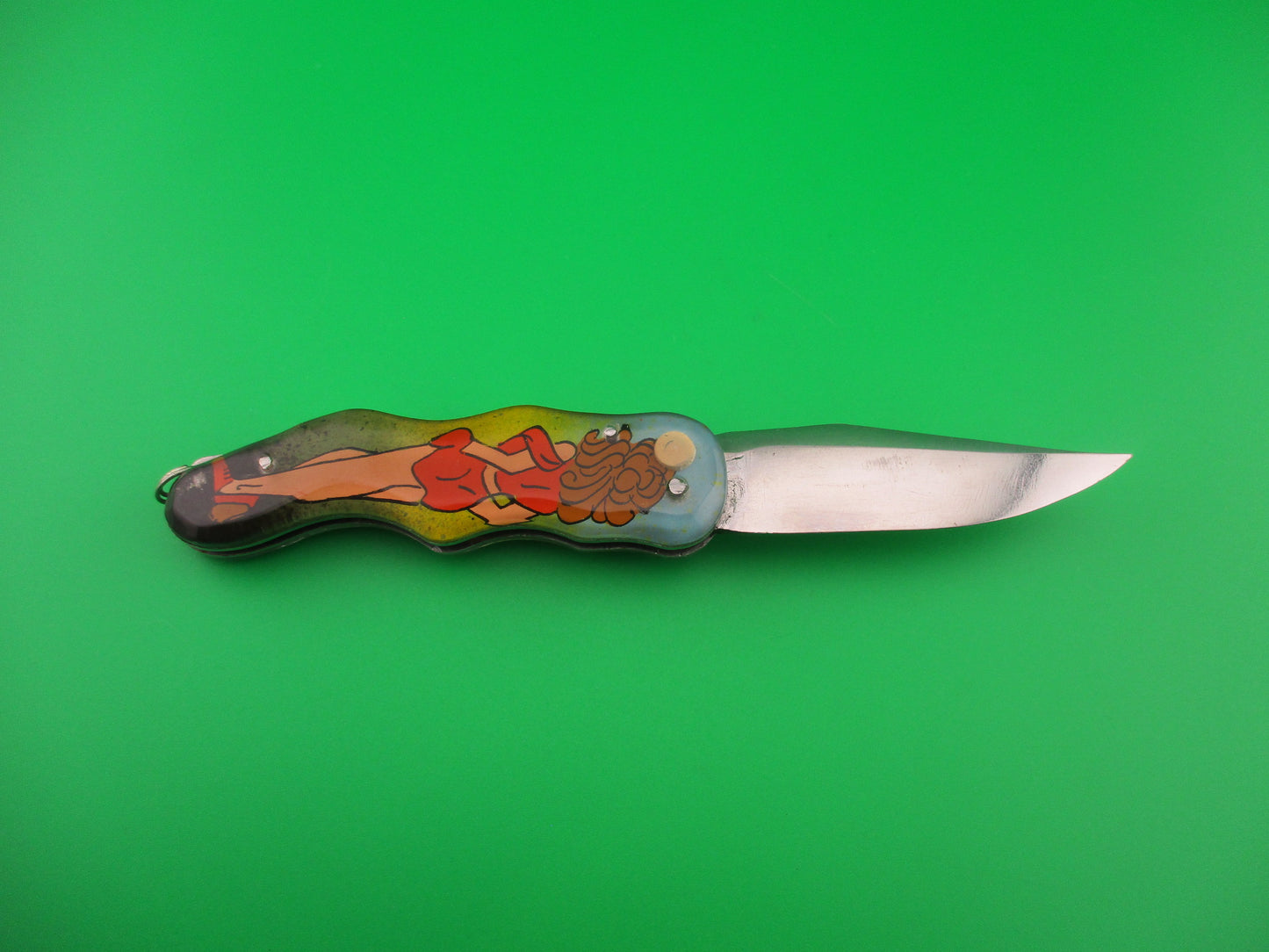 RPK Pinup Russian Prison Knife Sexy woman switchblade red dress