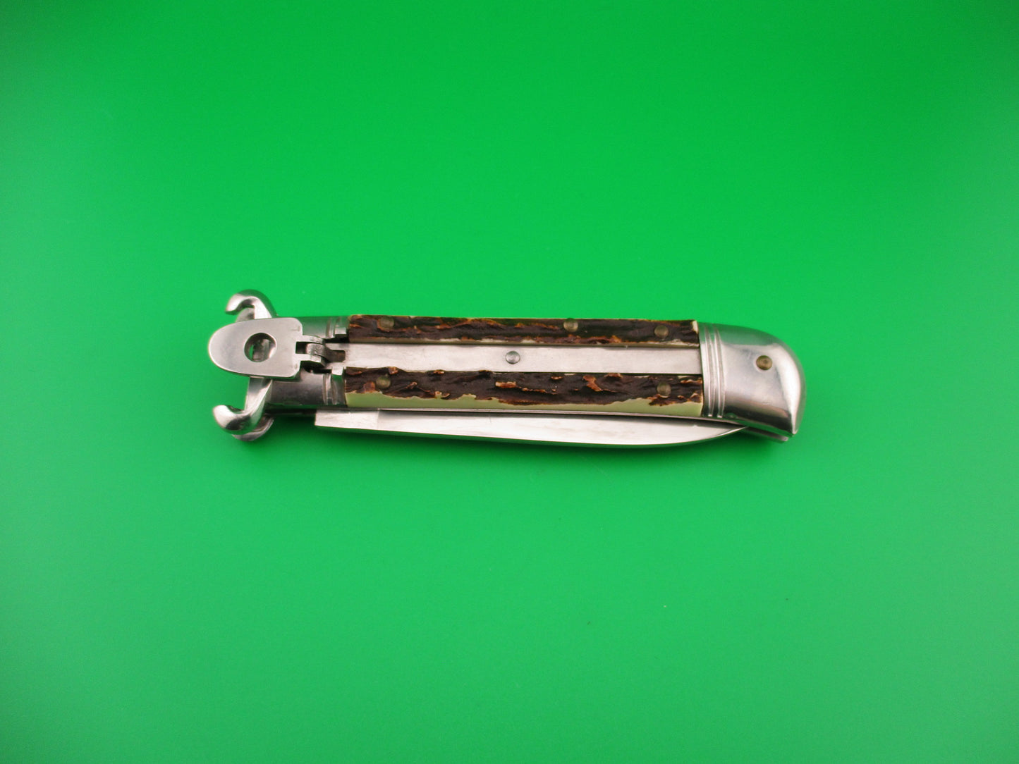 ROSTFREI 20cm Italian Shell Puller Stag Lever Johnny Cade style switchblade