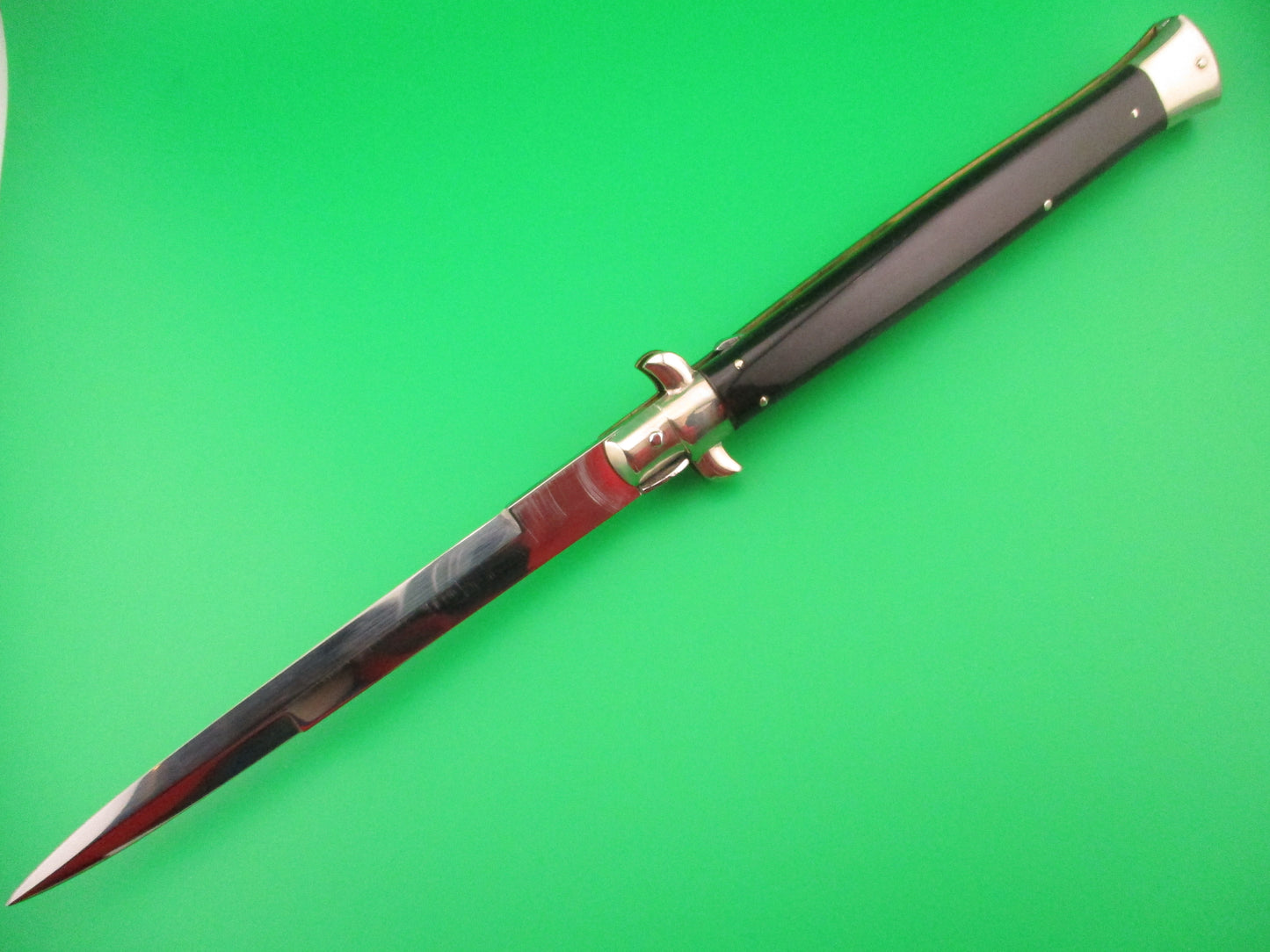 AGA CAMPOLIN 33cm Picklock Stiletto Black w Brown streaks horn NOS automatic knife