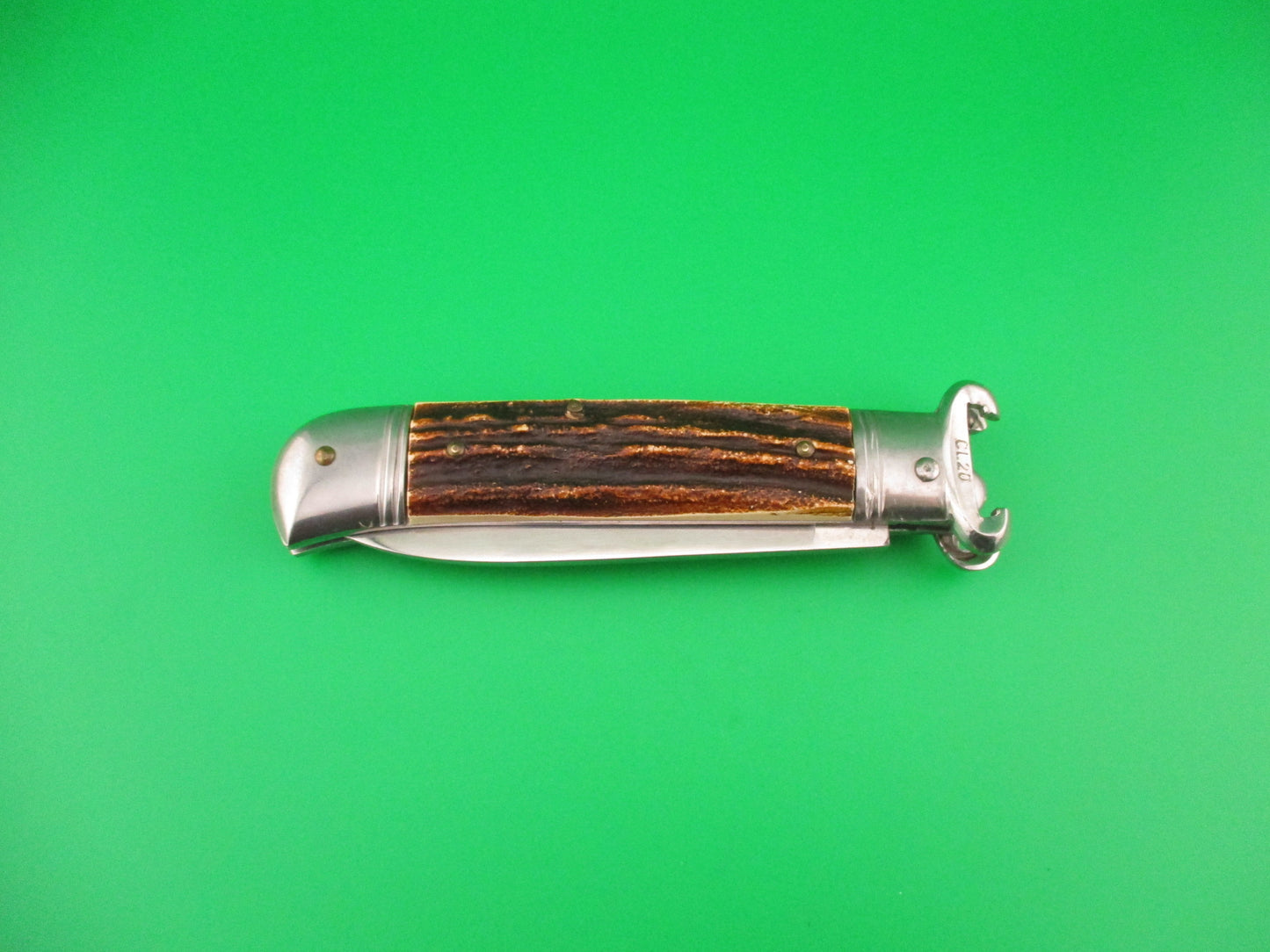 ROSTFREI 20cm Italian Shell Puller Stag Lever Johnny Cade style switchblade