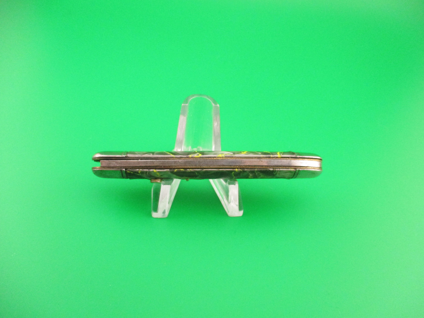 Hammer Brand Imperial Serpentine Jack Silver pearl Yellow streaks switchblade knife
