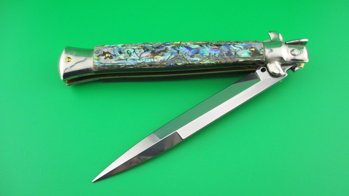 Walt's Latama Italy 28cm Italian Stiletto Abalone Bayonet blade automatic knife