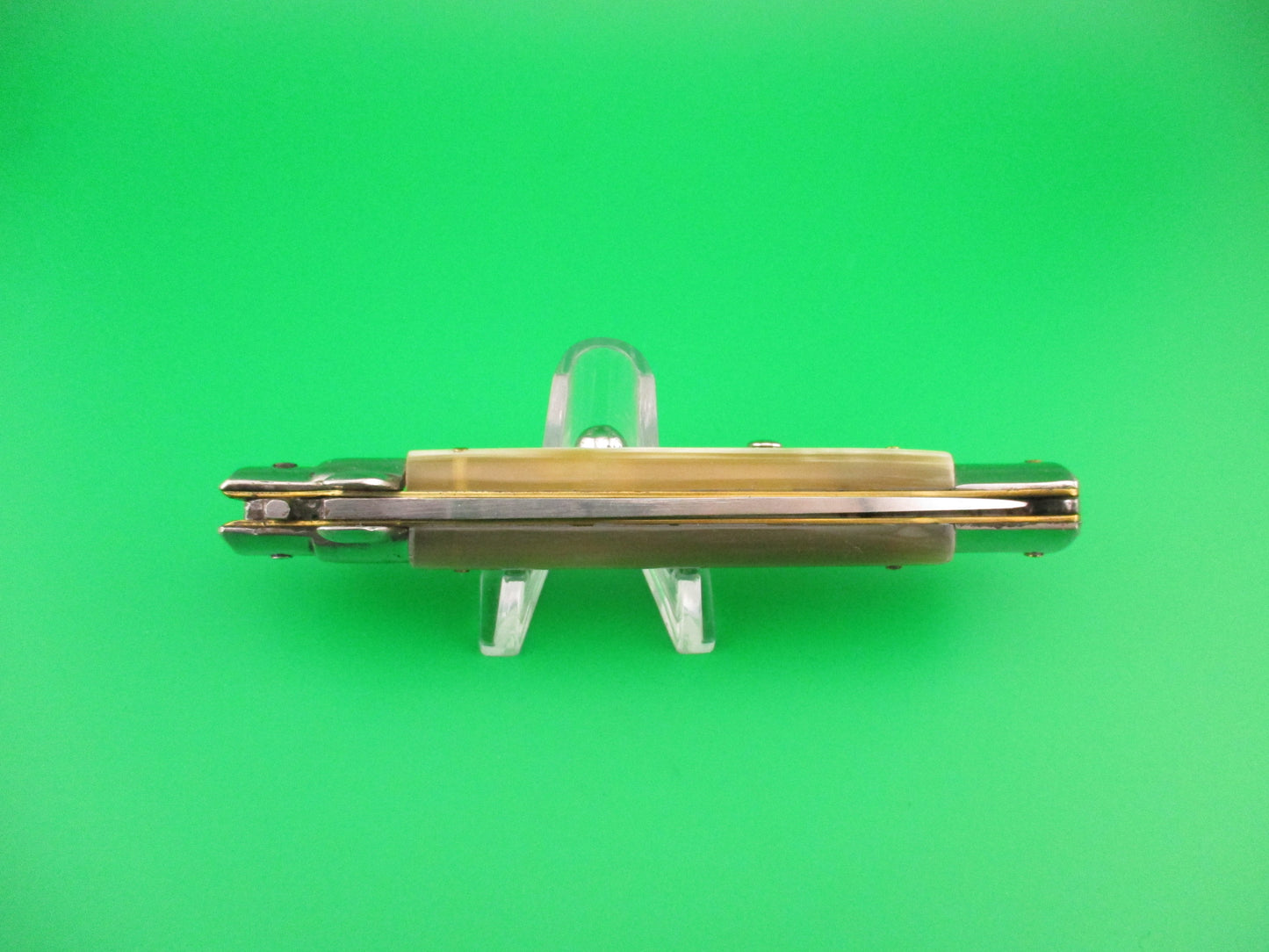 INOX (in a diamond) 23cm Italian Stiletto Honey & Cream horn automatic knife
