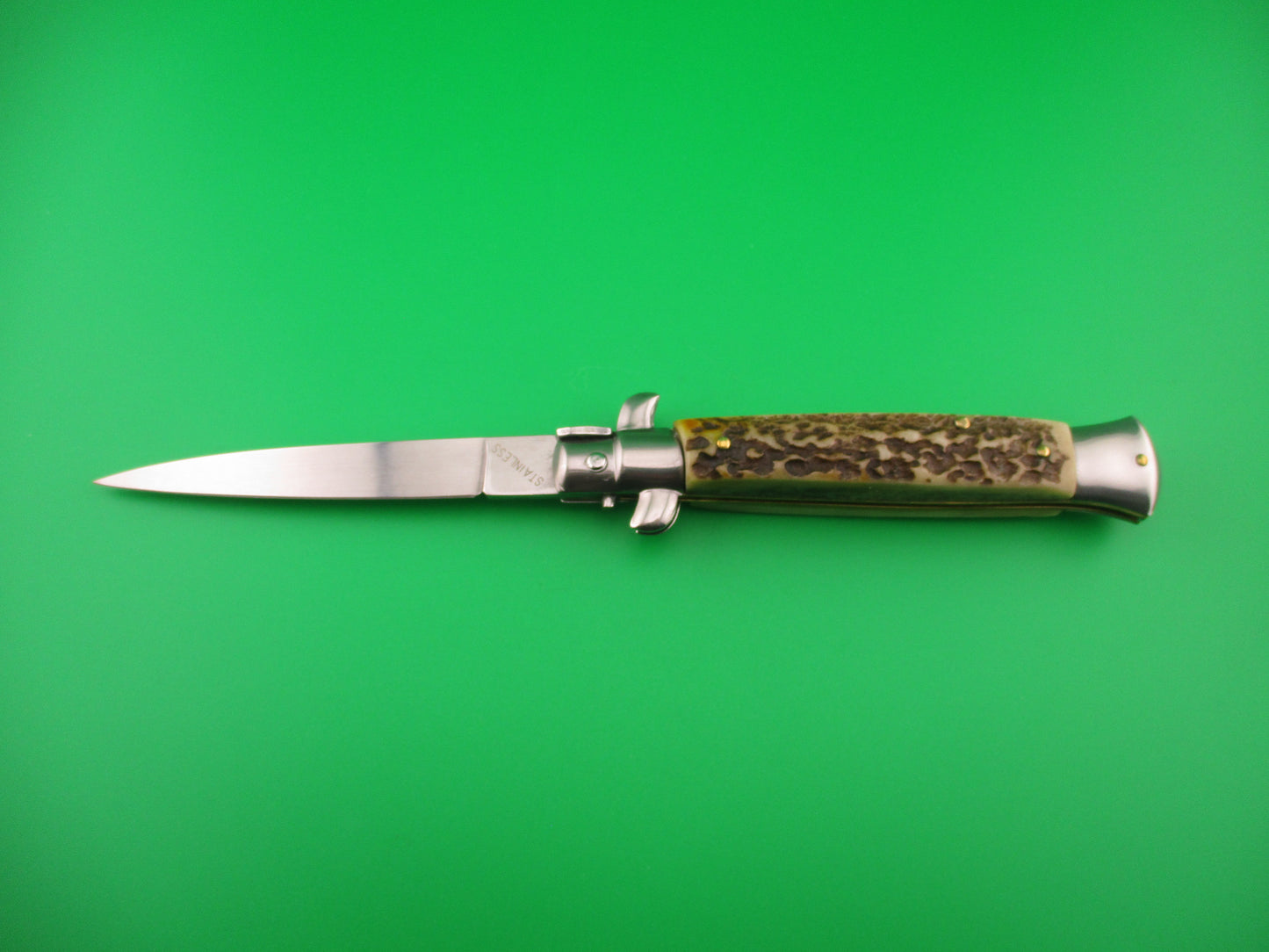STAINLESS (slant) UD96A000103 PATENT 23cm Italian Stiletto bolster release switchblade