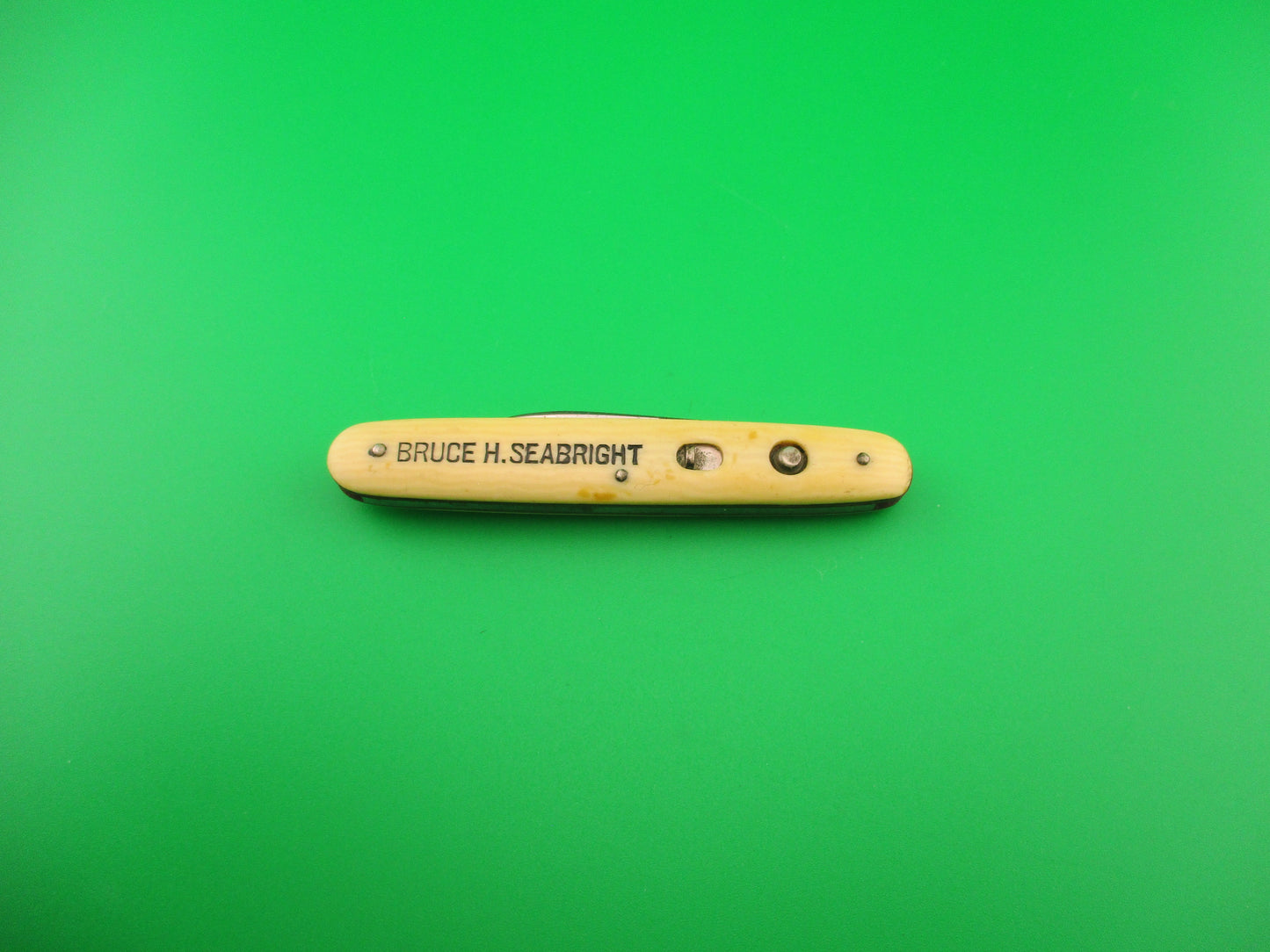 SCHRADE WALDEN 741 Small double Ivory celluloid vintage automatic knife