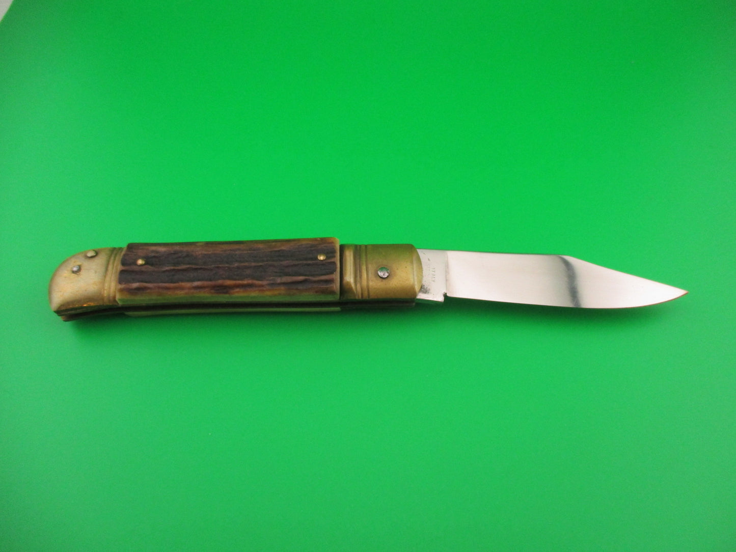 EDGECO STAINLESS 20cm Italian Lever Stag Vintage automatic knife