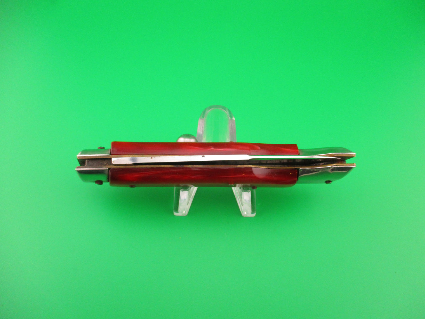 Jndiana EXTRA 20cm Italian Slant Bolster Vintage Red Pearlex automatic knife