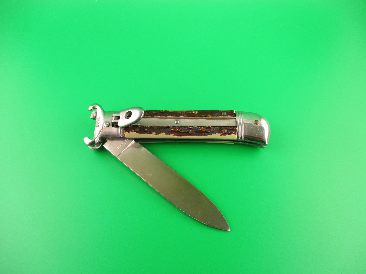 ROSTFREI 20cm Italian Shell Puller Stag Lever Johnny Cade style switchblade
