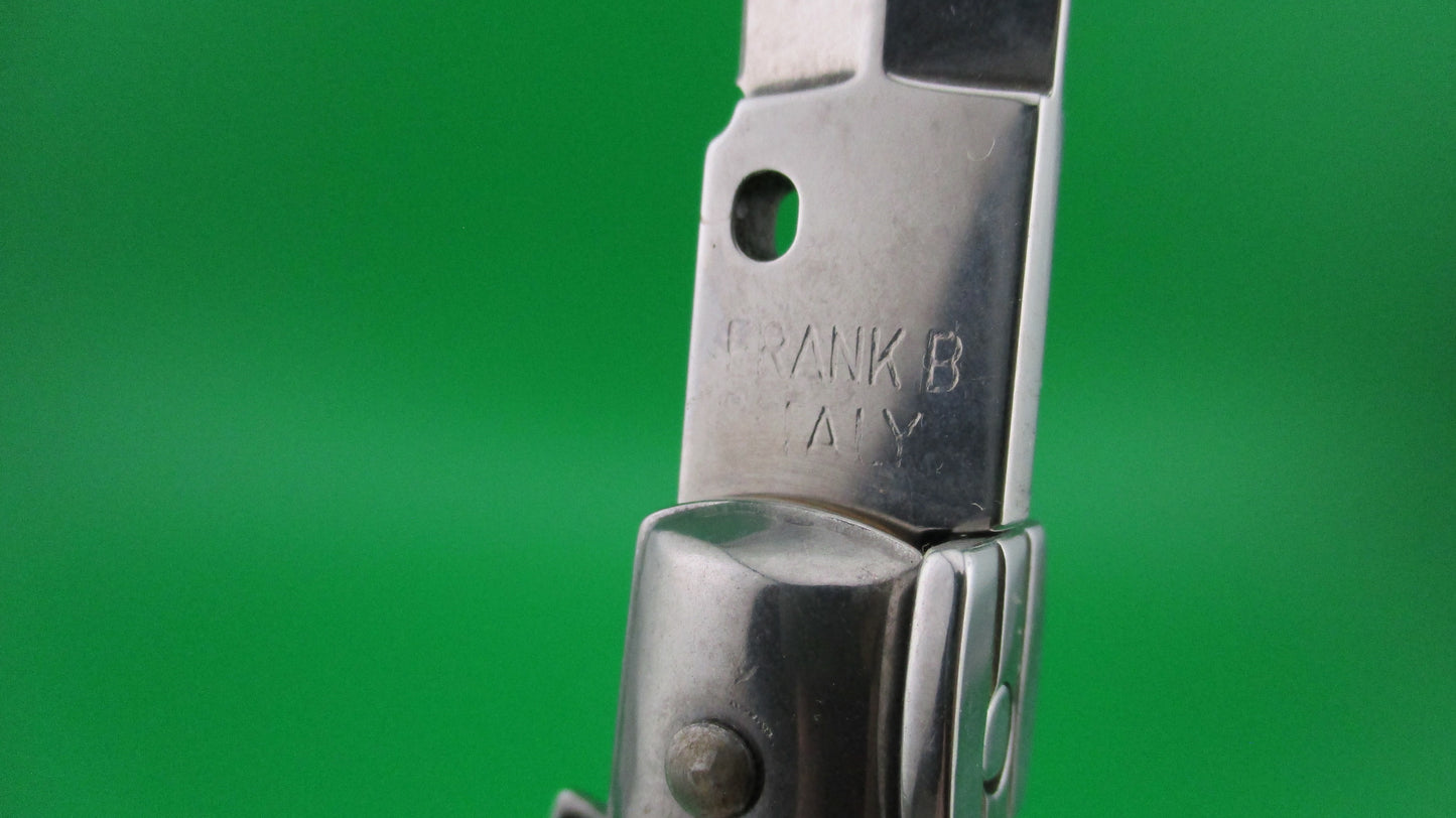 z FRANK B 28cm Italian Stiletto 2.0 Scrimshaw Black Skull Spider webs switchblade