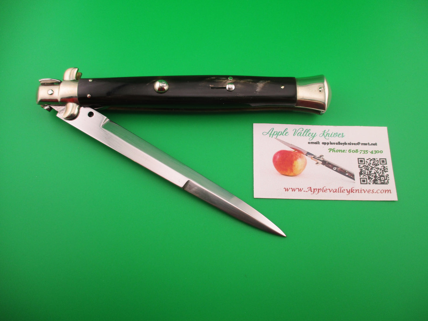 AGA CAMPOLIN 33cm Picklock Stiletto Black w Brown streaks horn NOS automatic knife